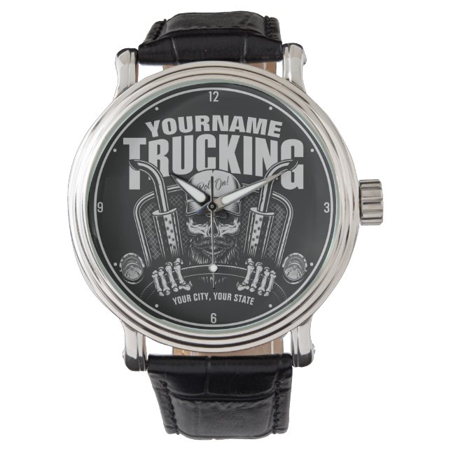 Personalised Trucking Skull Trucker Big Rig Truck Watch (Front)