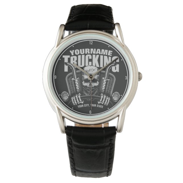 Personalised Trucking Skull Trucker Big Rig Truck  Watch (Front)