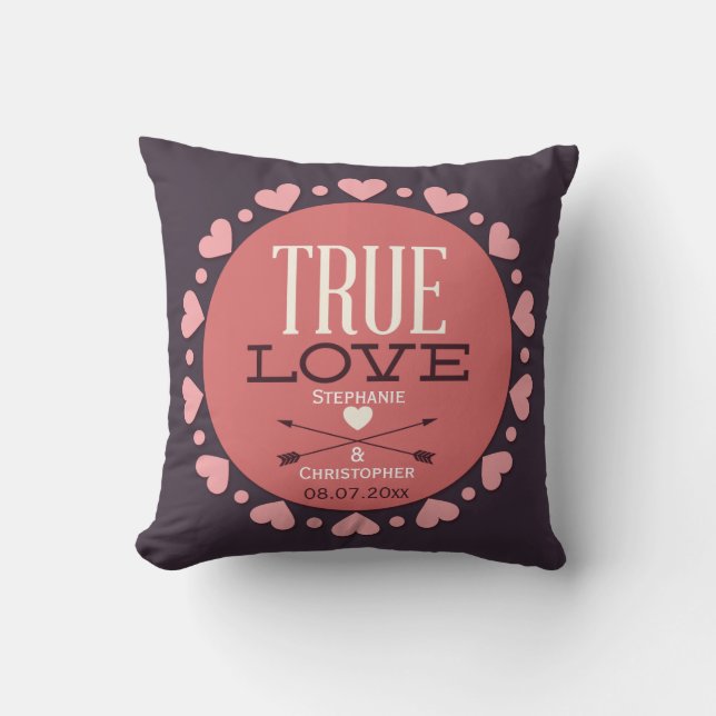 Personalised True Love Wedding Gift Cushion (Front)