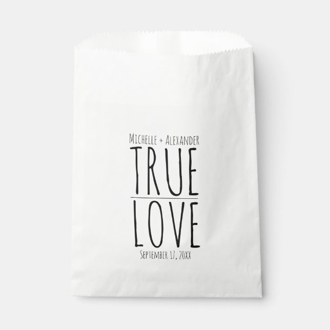 Personalised True Love Wedding Treat Favour Bags (Front)