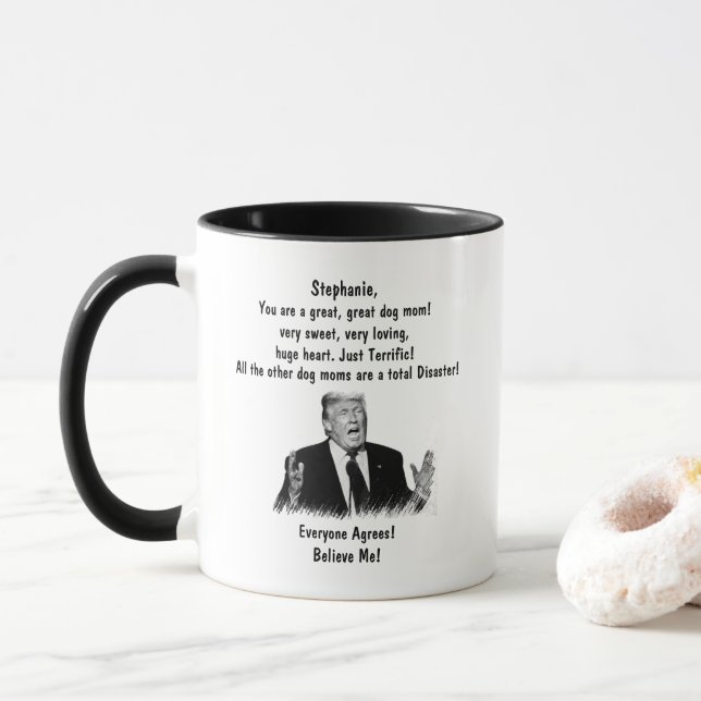 Personalised Trump Mug for Dog Mum Add your name (With Donut)