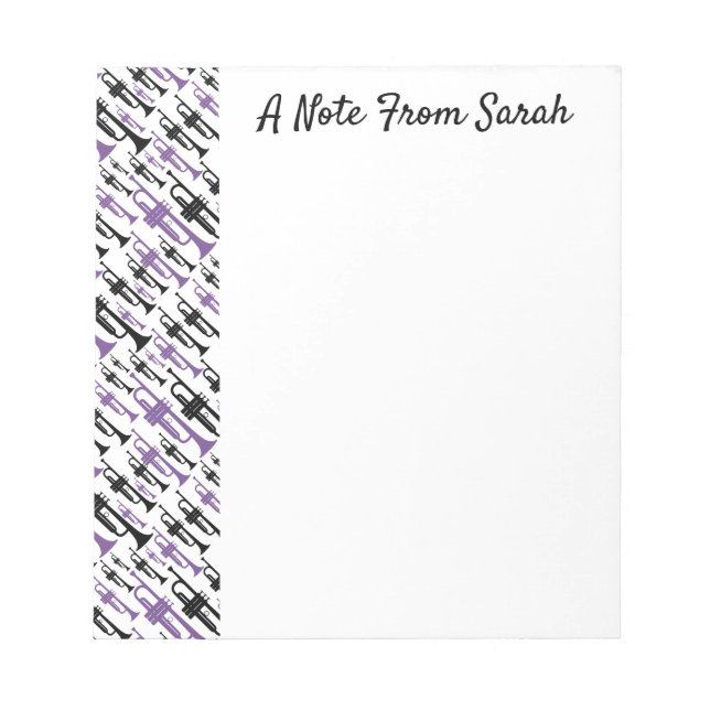Personalised Trumpet Pattern Notepad (Front)