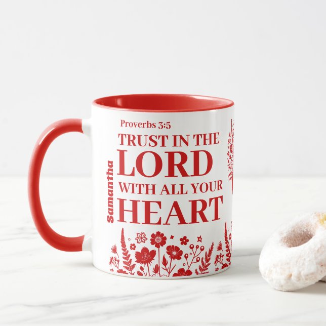Personalised Trust in the Lord Christian Gift Mug (With Donut)