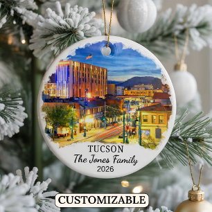 Personalised Tucson Ornament, Custom Arizona State Ceramic Tree Decoration