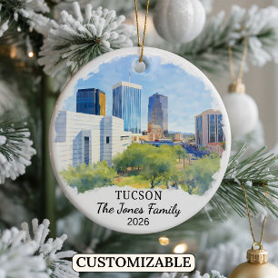 Personalised Tucson Ornament, Custom Arizona State Ceramic Tree Decoration