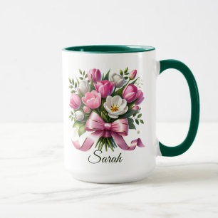 Personalised Tulip Floral Name Mug