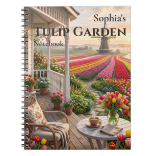 Personalised Tulip Garden Spiral Notebook