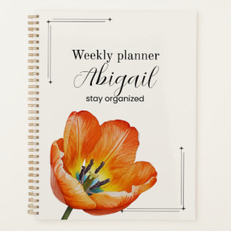 Personalised Tulip Planner Aesthetic Weekly Floral