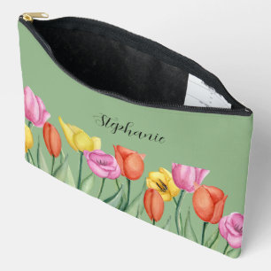 Personalised Tulip spring flower mothers day 2024 Accessory Pouch