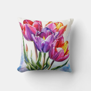 Personalised Tulip Watercolor Cushion