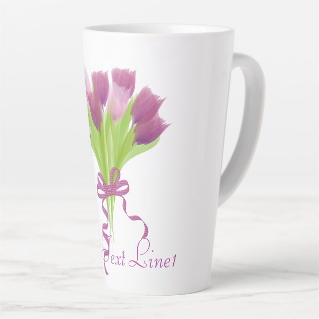 Personalised Tulips Latte Mug (Right Angle)