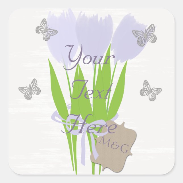 Personalised Tulips Square Sticker (Front)