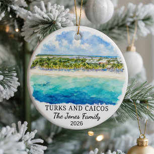Personalised Turks and Caicos Ceramic Ornament, Cu Tree Decoration