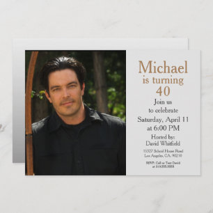 Personalised Turning 40 Custom Photo Birthday Invitation