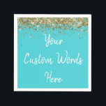 Personalised Turquoise Birthday Party Anniversary Napkin<br><div class="desc">sweet 16 quinceanera 40th 50th, personalised 30th 21st 16th 15th, 25th fifteen sixteen twenty-fifth first, custom turquoise blue paper napkins, twinkle glitter napkin for anniversary, bridal shower serviette hen weekend, wedding reception graduation uni sparkly, sparkle serviettes for birthday party, daughter girl baby rehearsal dinner, anniversary party turquoise and white celebration...</div>