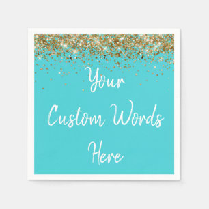Personalised Turquoise Birthday Party Anniversary Napkin