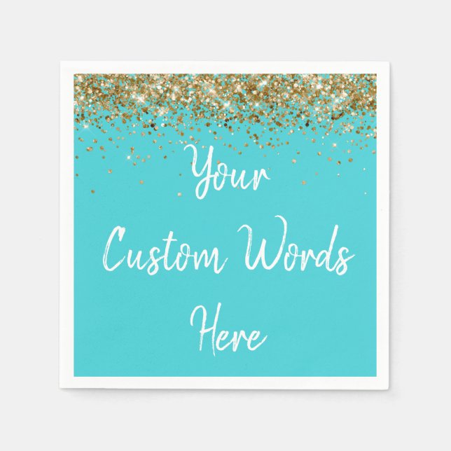 Personalised Turquoise Birthday Party Anniversary Napkin (Front)