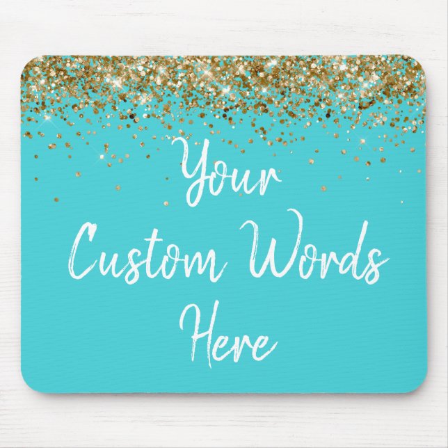 Personalised Turquoise Blue & Gold Assistant Gift Mouse Mat (Front)