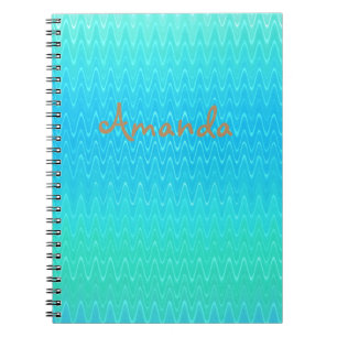 Personalised Turquoise Blue Green Abstract Pattern Notebook
