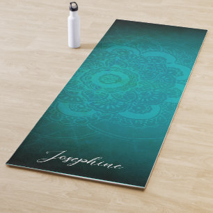 Personalised Turquoise Blue Mandala Yoga Mat