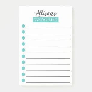 Personalised Turquoise Blue To Do List Post-it Not Post-it Notes
