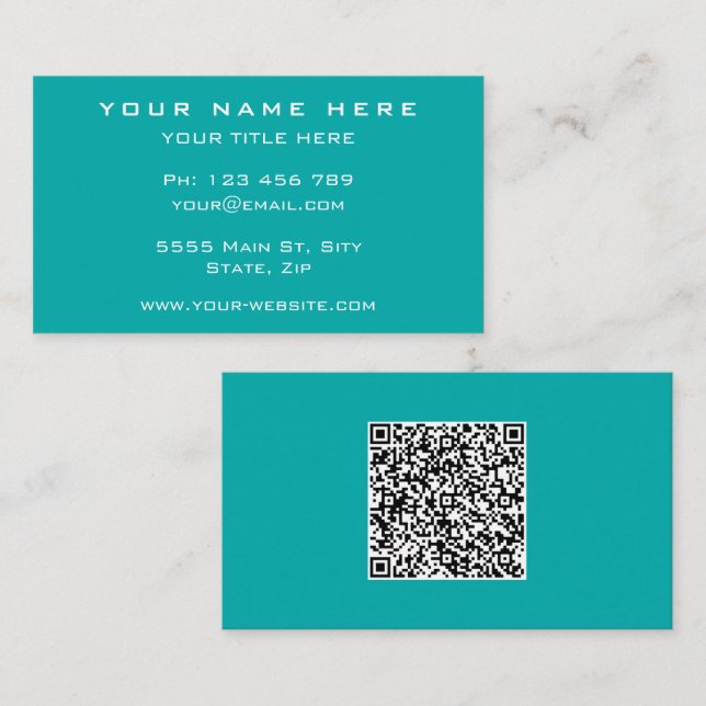 Personalised Turquoise Business Card with QR Code (Front/Back)