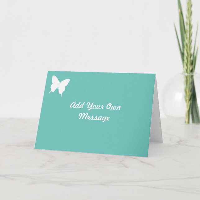 Personalised Turquoise Butterfly Greetings Card (Front)