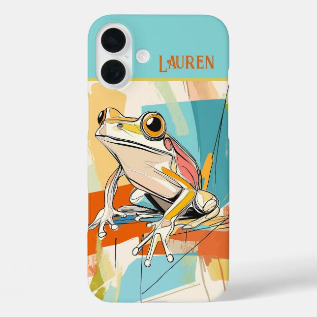 Personalised Turquoise Fun Frog Art Case-Mate iPhone Case (Back)
