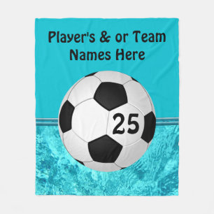 Personalised Turquoise Glass Soccer Throw Blanket