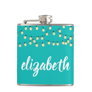 Personalised Turquoise Hip Flask