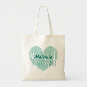 Personalised turquoise junior bridesmaid tote bag