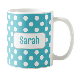 Personalised Turquoise Polka Dot Mug