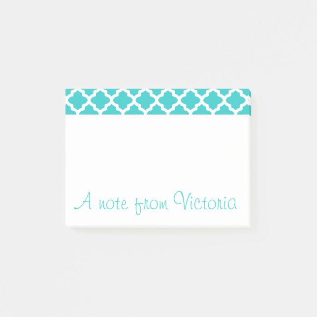 Personalised Turquoise Post It Notes (Front)