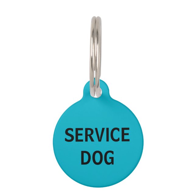 Personalised Turquoise Service Dog Pet Tag (Front)