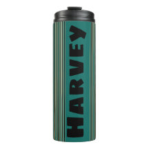 Personalised Turquoise Stripe Thermal Tumbler