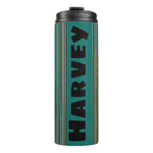 Personalised Turquoise Stripe Thermal Tumbler