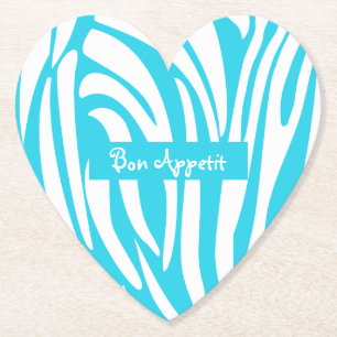 Personalised Turquoise Striped Zebra Pattern Trend Paper Coaster