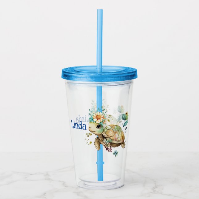 Personalised Turtle  Acrylic Tumbler (Front)