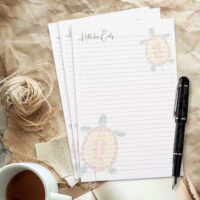 Personalised Turtle Art Lined Writing Paper (Creator Uploaded)