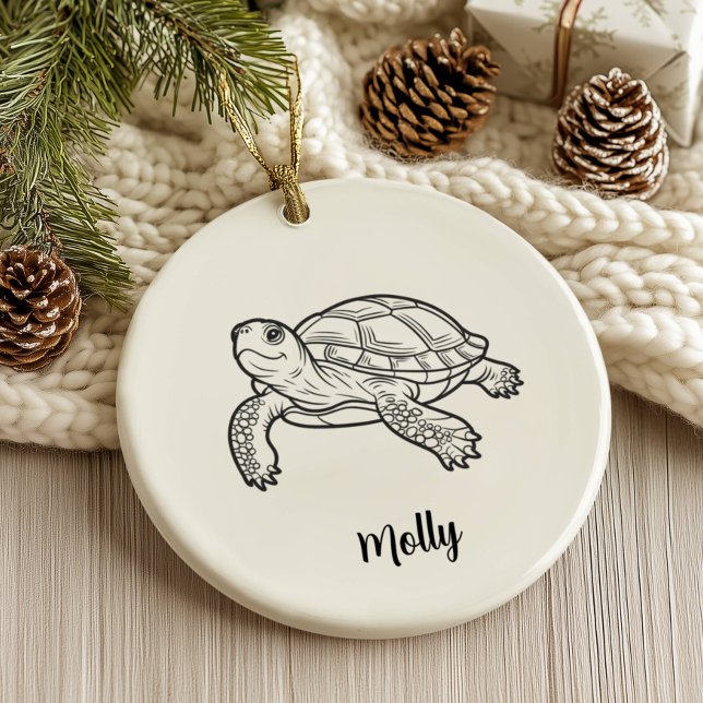 Personalised Turtle Christmas Ceramic Tree Decoration (Creator Uploaded)