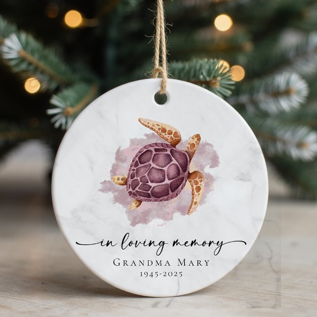 Personalised Turtle In Loving Memory Keepsake Ceramic Tree Decoration (Creator Uploaded)