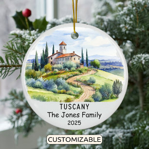 Personalised Tuscany Ornament, Italy Ceramic Tree Decoration