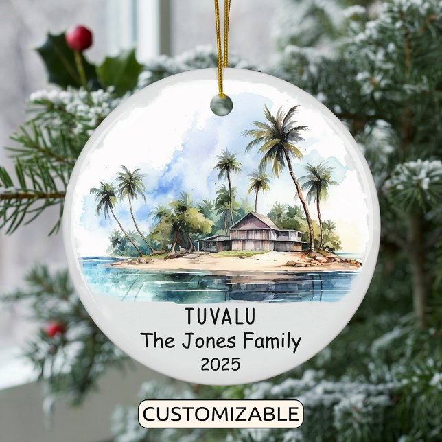Personalised Tuvalu Ornament, Oceania Ceramic Tree Decoration (Creator Uploaded)