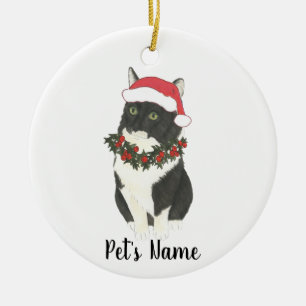 Personalised Tuxedo Ragamuffin Cat Ceramic Tree Decoration