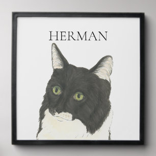 Personalised Tuxedo Ragamuffin Cat Pet Portrait Peel And Stick Photo Tile