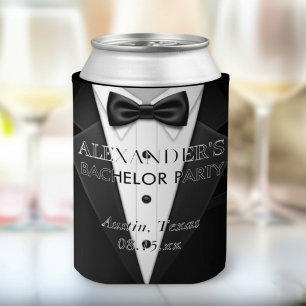 Personalised Tuxedo style Bachelor Party Can Cooler