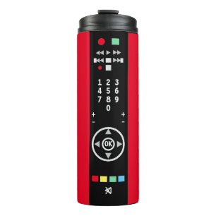 Personalised TV Remote Control Red Black Thermal Tumbler