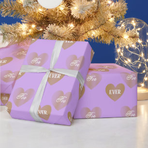 Personalised Twice Golden Hearts, Pale Violet Wrapping Paper