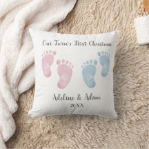 Personalised Twin Baby Footprint Pillow