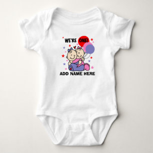Personalised Twin Girls 1st Birthday Tshirt